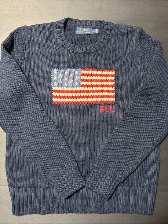 Ralph Lauren Sweaters - Vintage polo Ralph Lauren women’s Navy Crewneck Sweater with American Flag
